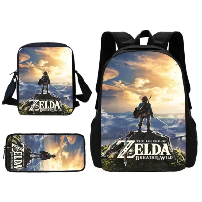 3 pcs set Hot Game The Legends of Zeldas Child School Backpack With Shoulder Bag Pencil Bags School Bags for Boy Girls Best Gift