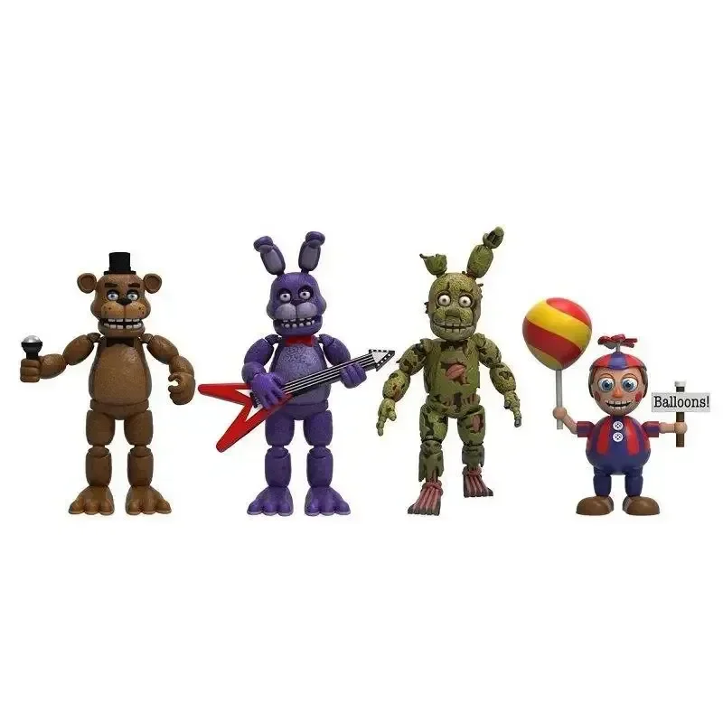 4pcs/set Fnaf Five Nights At Security Breach Action Figures Bonnie Foxy Toys Fazbear Bear Doll Model Toy For Kids Birthday Gift