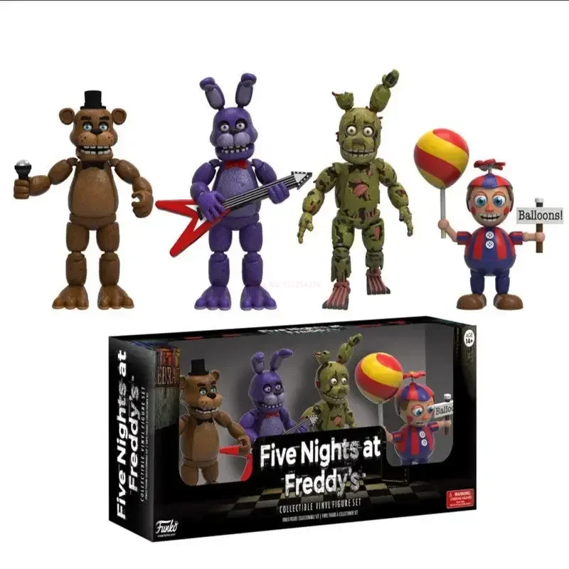 4pcs/set Fnaf Five Nights At Security Breach Action Figures Bonnie Foxy Toys Fazbear Bear Doll Model Toy For Kids Birthday Gift