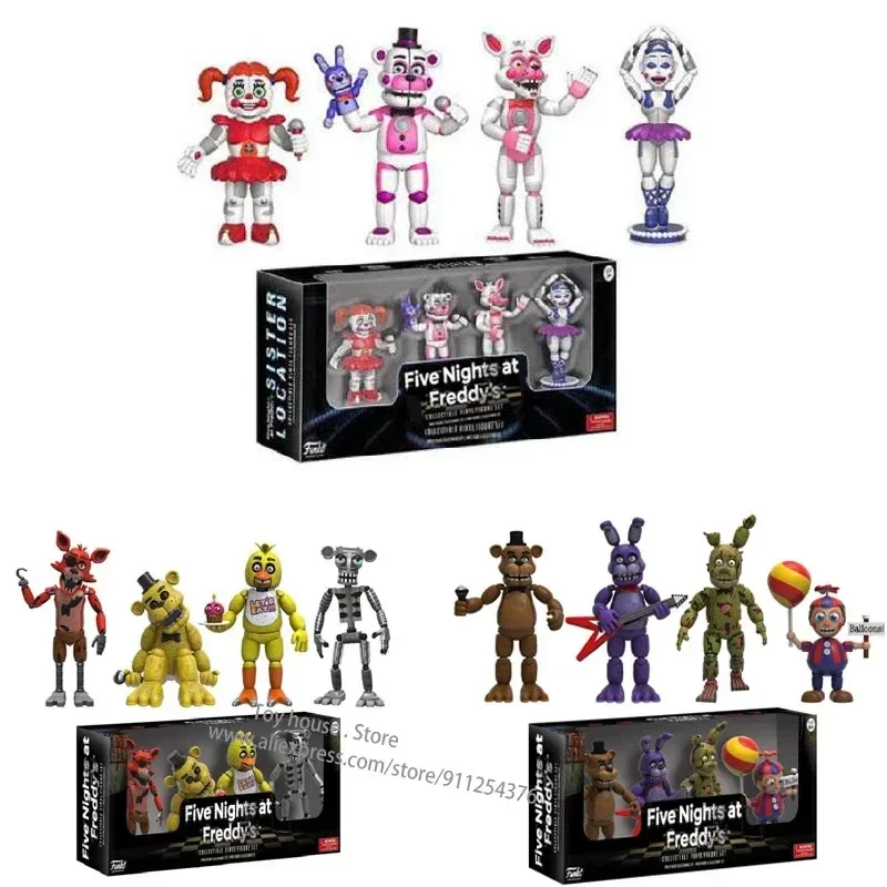 4pcs/set Fnaf Five Nights At Security Breach Action Figures Bonnie Foxy Toys Fazbear Bear Doll Model Toy For Kids Birthday Gift