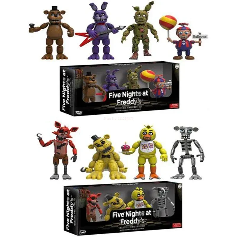 4pcs/set Fnaf Five Nights At Security Breach Action Figures Bonnie Foxy Toys Fazbear Bear Doll Model Toy For Kids Birthday Gift